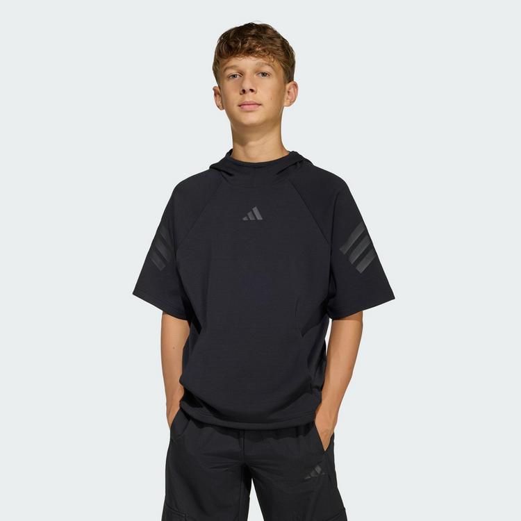 adidas adidas FUTURE ICONS 3-STREIFEN KURZARM-HOODIE Hoodie Kinder - Black / Black - 0 | SportScheck