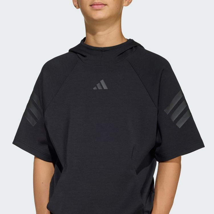 adidas adidas FUTURE ICONS 3-STREIFEN KURZARM-HOODIE Hoodie Kinder - Black / Black - 0 | SportScheck