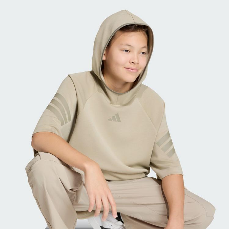 adidas adidas FUTURE ICONS 3-STREIFEN KURZARM-HOODIE Hoodie Kinder - Wonder Cargo / Clay - 1 | SportScheck