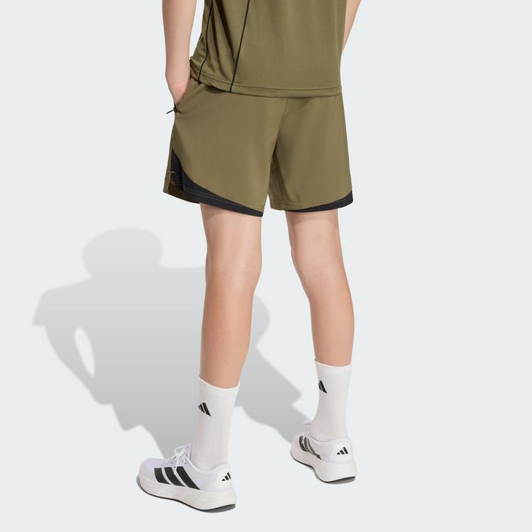 adidas adidas TECH APPAREL SHORTS Fu&szlig;ballshorts Kinder - Olive Strata / Black / Reflective Silver - 1 | SportScheck