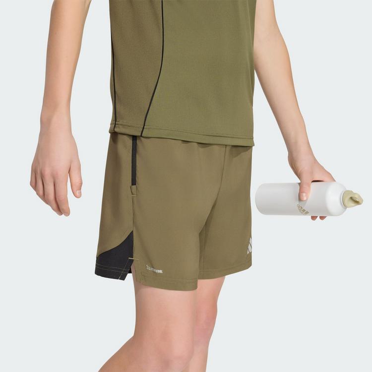 adidas adidas TECH APPAREL SHORTS Fu&szlig;ballshorts Kinder - Olive Strata / Black / Reflective Silver - 1 | SportScheck