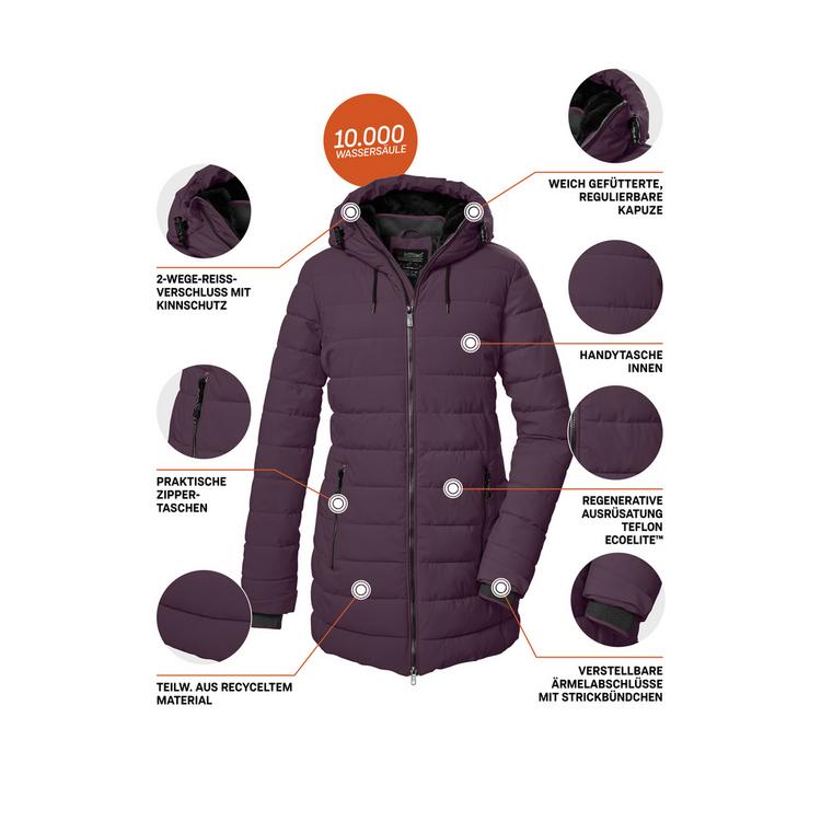 KILLTEC KILLTEC KOW 55 WMN QLTD PRK Funktionsmantel Damen - Pflaume - 3 | SportScheck
