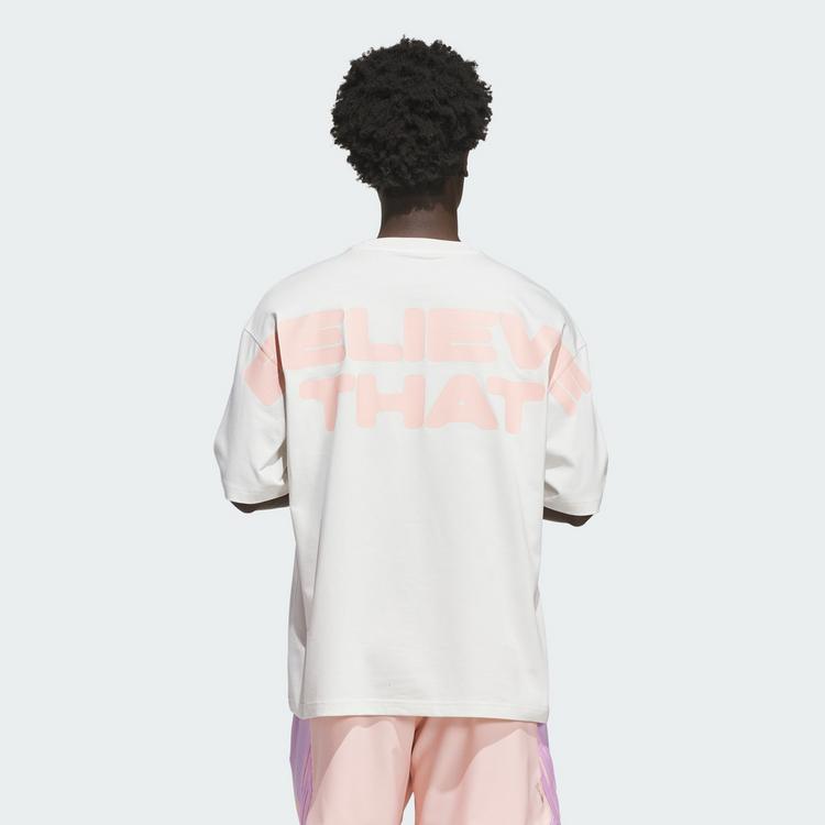 adidas adidas ANTHONY EDWARDS BELIEVE THAT T-SHIRT Basketball Shirt Herren - Cloud White / Haze Coral - 1 | SportScheck
