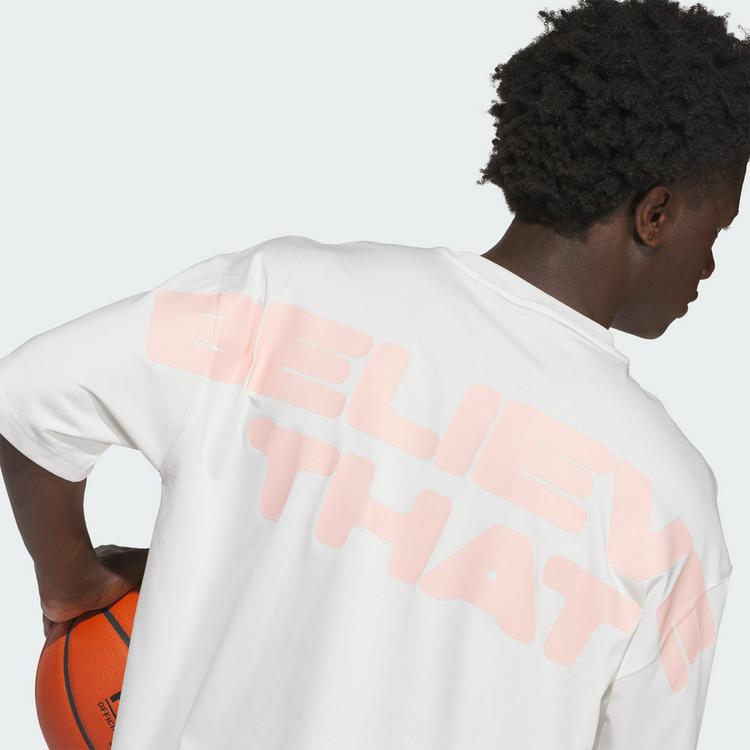 adidas adidas ANTHONY EDWARDS BELIEVE THAT T-SHIRT Basketball Shirt Herren - Cloud White / Haze Coral - 1 | SportScheck