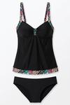 Lascana Tankini Bikini Set Damen - schwarz-bunt