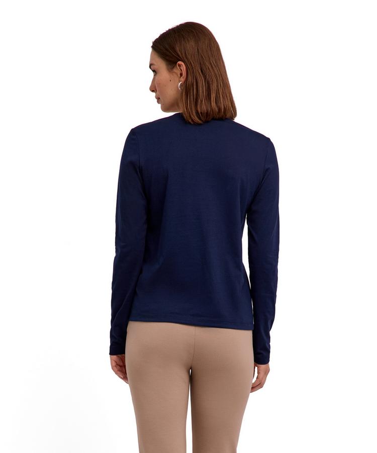 Falke Falke Pima Jersey V-Neck T-Shirt Damen - space blue (6116) - 0 | SportScheck