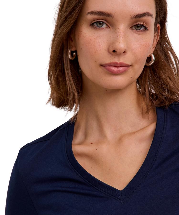 Falke Falke Pima Jersey V-Neck T-Shirt Damen - space blue (6116) - 1 | SportScheck