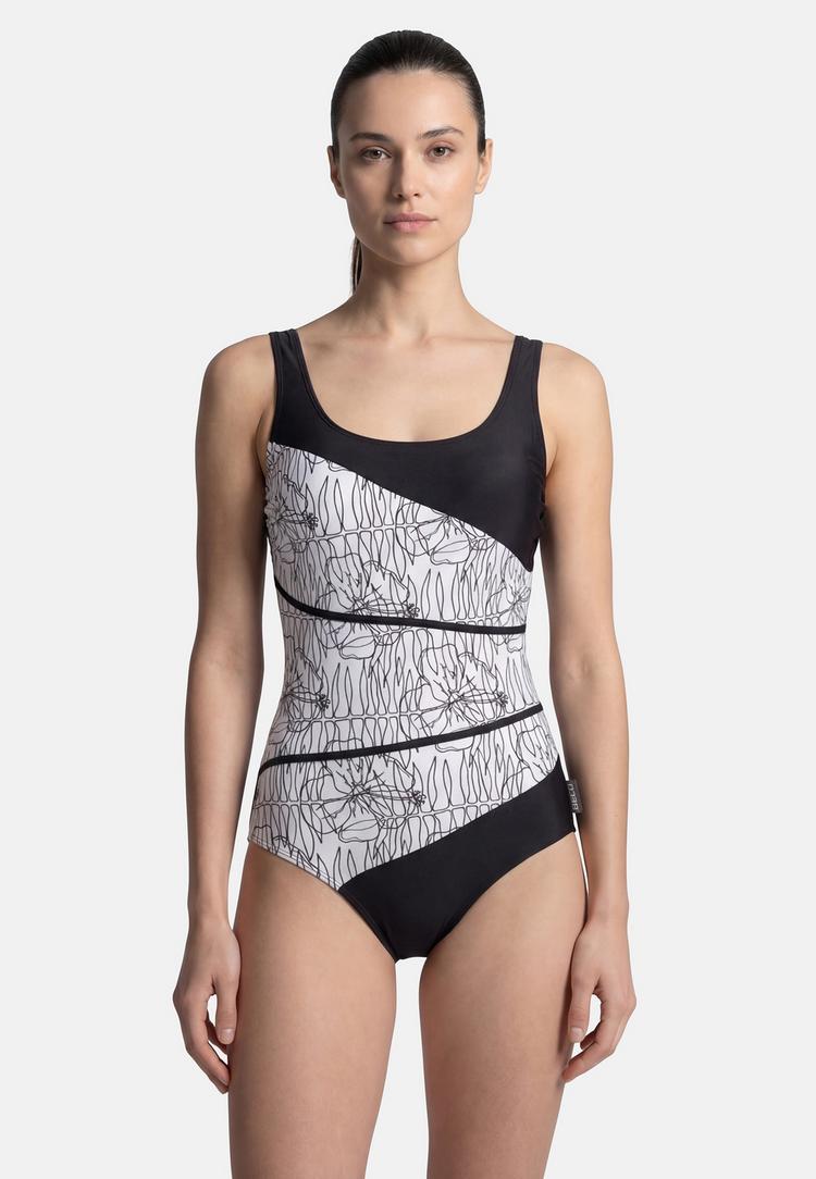 BECO BEERMANN BECO BEERMANN Flower Lines Badeanzug Damen - wei&szlig;-schwarz - 0 | SportScheck
