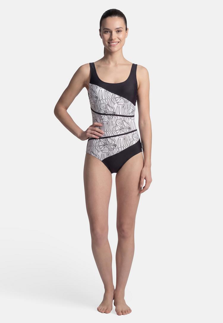 BECO BEERMANN BECO BEERMANN Flower Lines Badeanzug Damen - wei&szlig;-schwarz - 1 | SportScheck