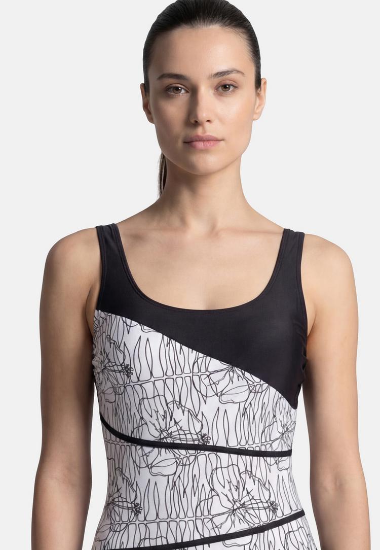 BECO BEERMANN BECO BEERMANN Flower Lines Badeanzug Damen - wei&szlig;-schwarz - 2 | SportScheck