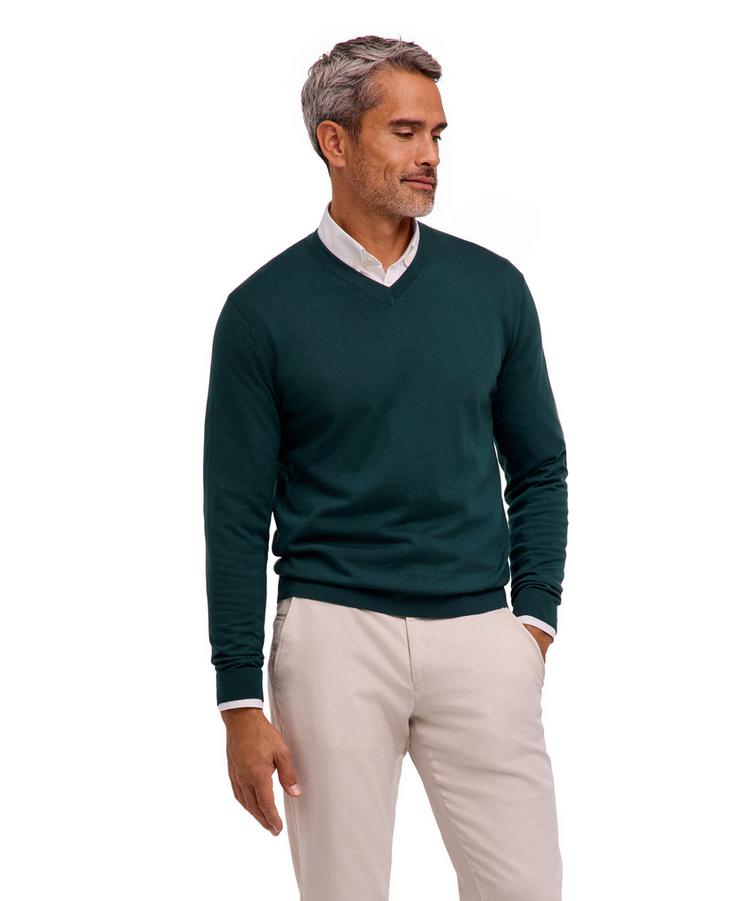 Falke Falke Merino Ultrafine V-Neck Strickpullover Herren - forest (7450) - 0 | SportScheck