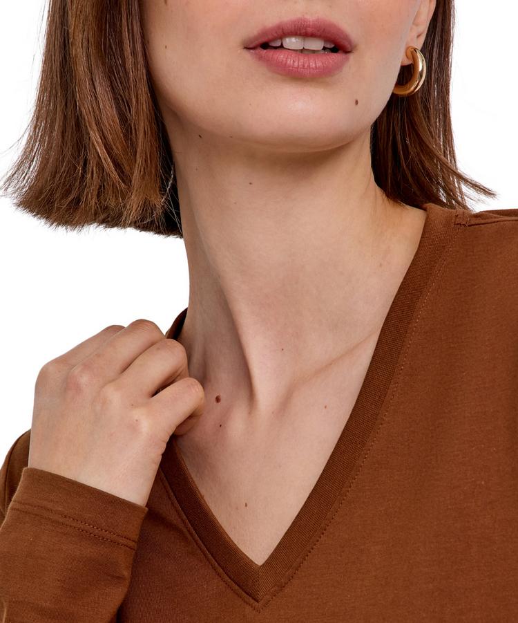Falke Falke Pima Jersey V-Neck T-Shirt Damen - cappucino (5520) - 4 | SportScheck