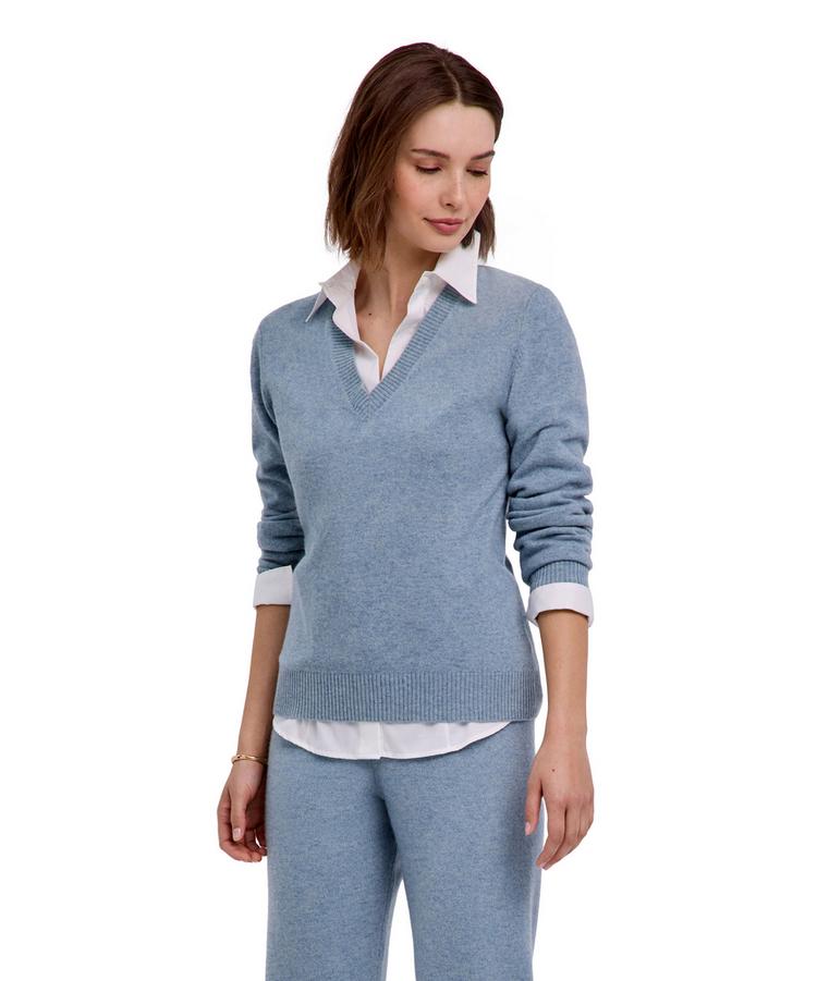 Falke Falke Pure Cashmere V-Neck w Strickpullover Damen - cloud mel. (6027) - 0 | SportScheck