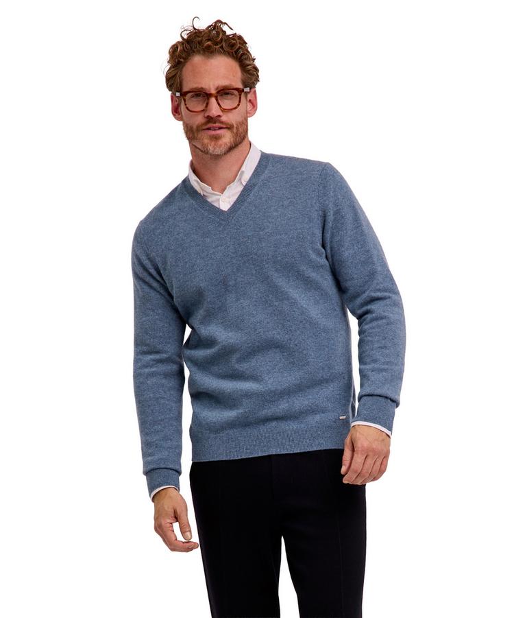 Falke Falke Pure Cashmere V-Neck m Strickpullover Herren - light denim (6660) - 0 | SportScheck