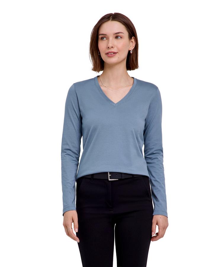 Falke Falke Pima Jersey V-Neck T-Shirt Damen - monument (6592) - 0 | SportScheck