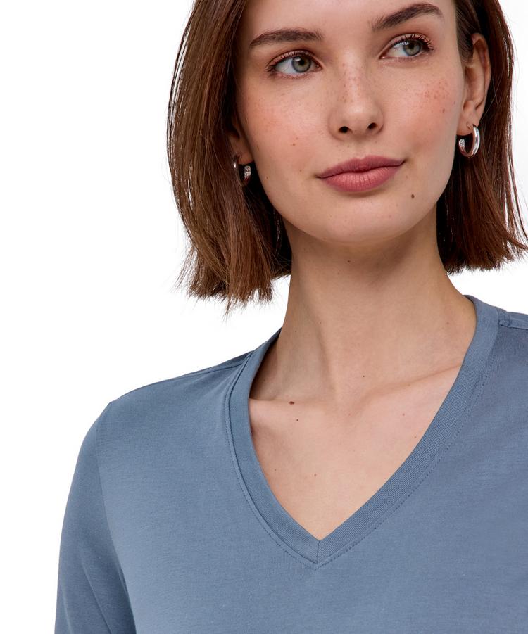 Falke Falke Pima Jersey V-Neck T-Shirt Damen - monument (6592) - 4 | SportScheck
