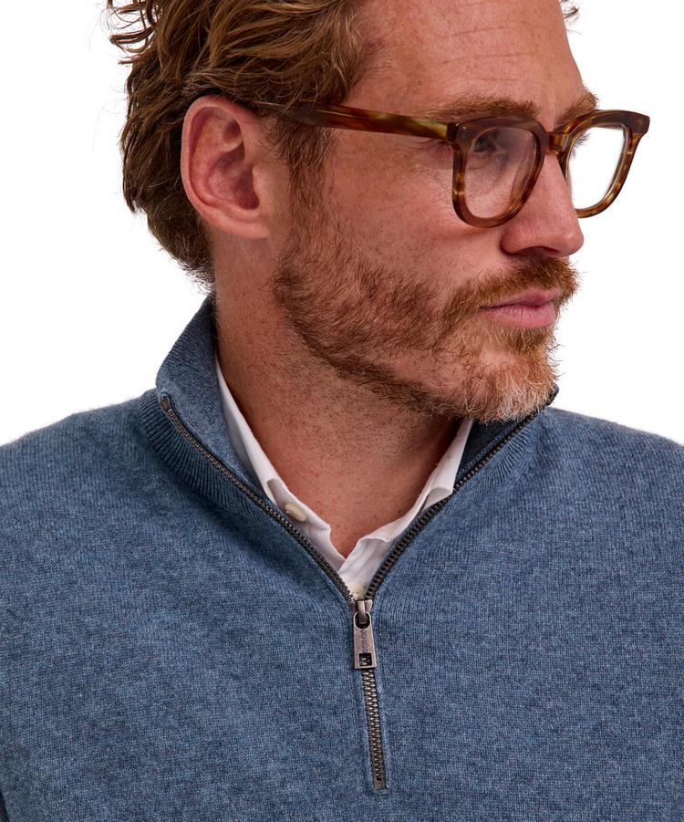 Falke Falke Pure Cashmere Half-Zip m Strickpullover Herren - light denim (6660) - 3 | SportScheck