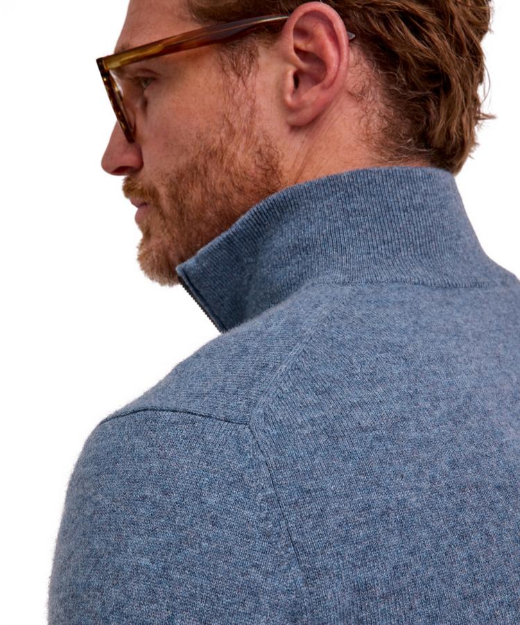 Falke Falke Pure Cashmere Half-Zip m Strickpullover Herren - light denim (6660) - 4 | SportScheck