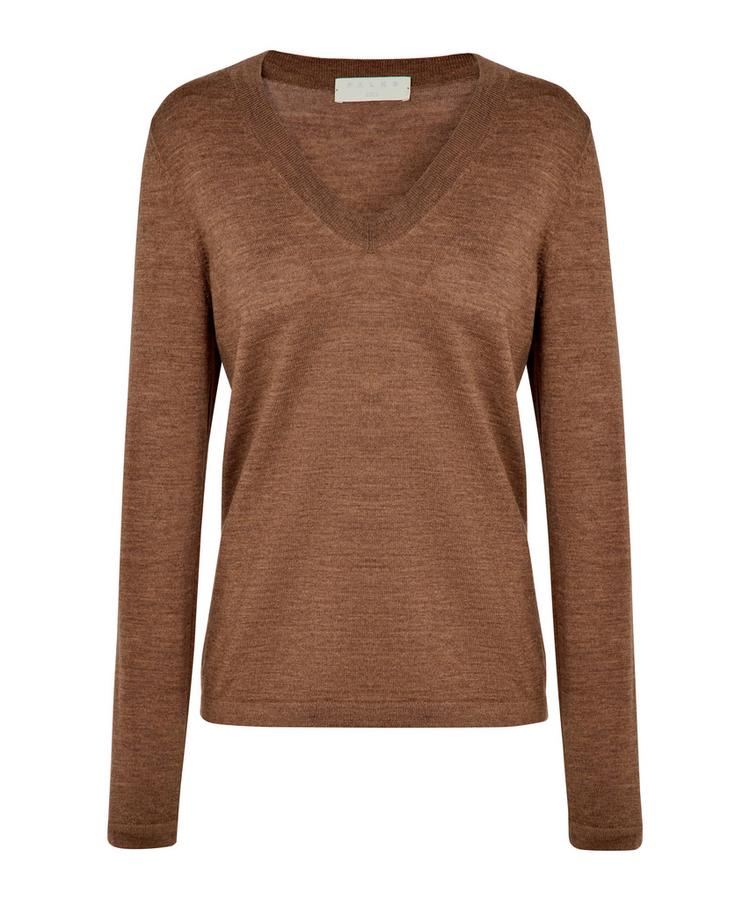 Falke Falke Merino X-fine V-Neck Strickpullover Damen - nut mel. (5037) - 0 | SportScheck