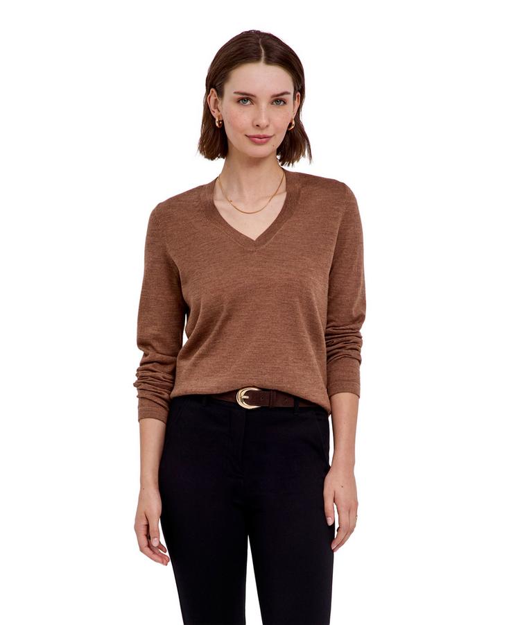 Falke Falke Merino X-fine V-Neck Strickpullover Damen - nut mel. (5037) - 0 | SportScheck