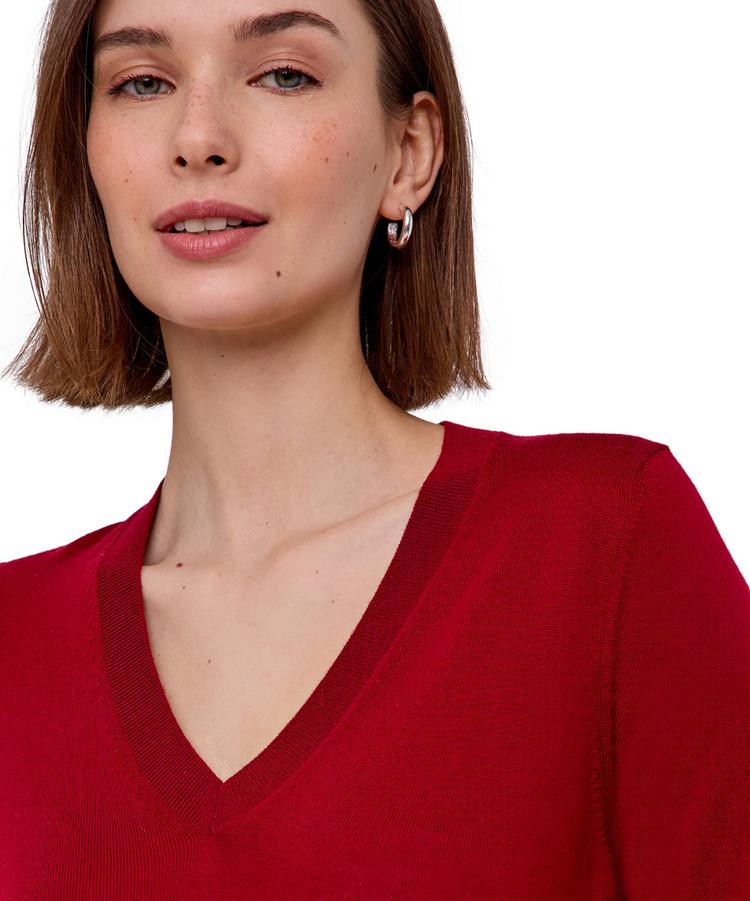 Falke Falke Merino X-fine V-Neck Strickpullover Damen - red velvet (8264) - 4 | SportScheck