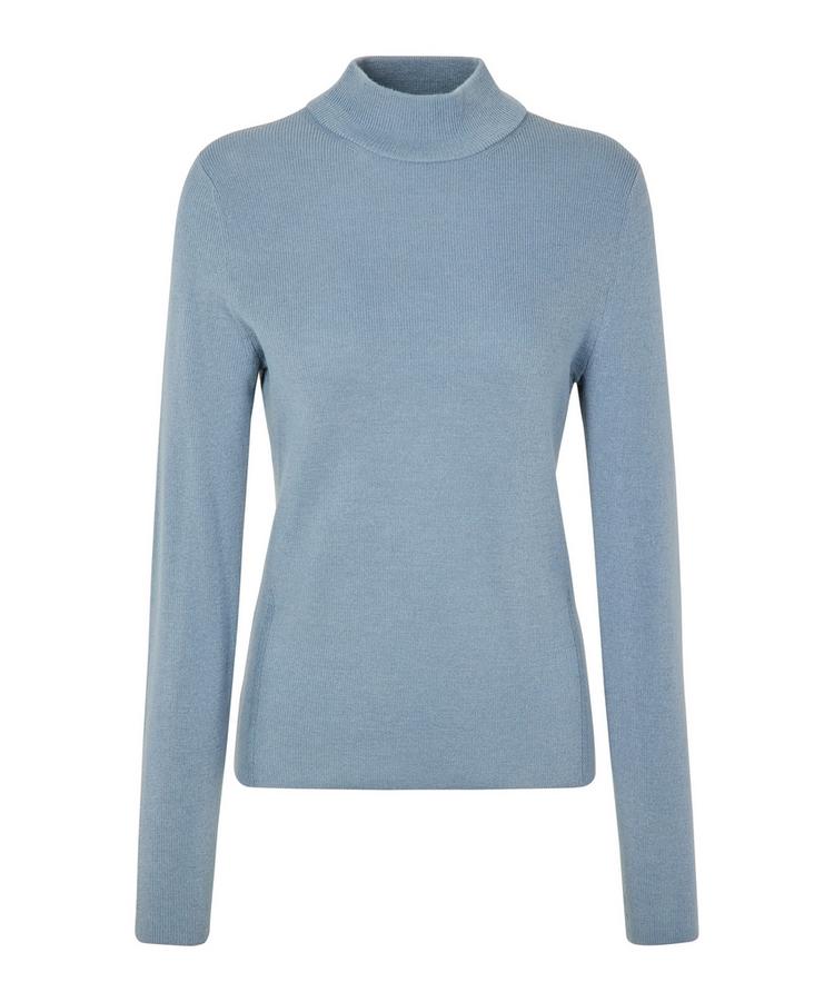Falke Falke Merino Ultrafine Mock Neck Strickpullover Damen - blue steel (6958) - 0 | SportScheck
