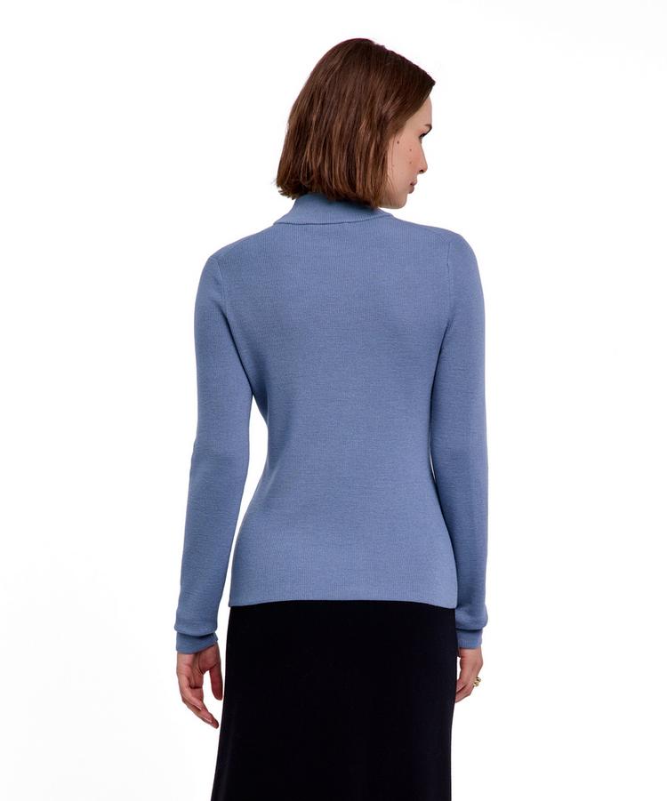 Falke Falke Merino Ultrafine Mock Neck Strickpullover Damen - blue steel (6958) - 0 | SportScheck