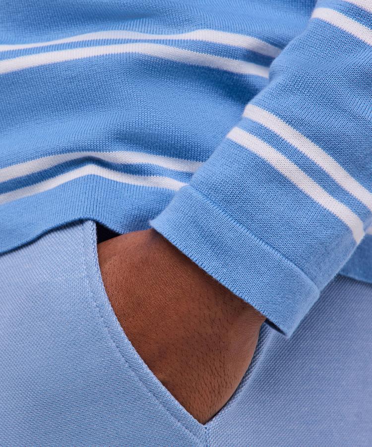 Falke Falke Cotton Polo LS Poloshirt Herren - steelblue (6281) - 3 | SportScheck