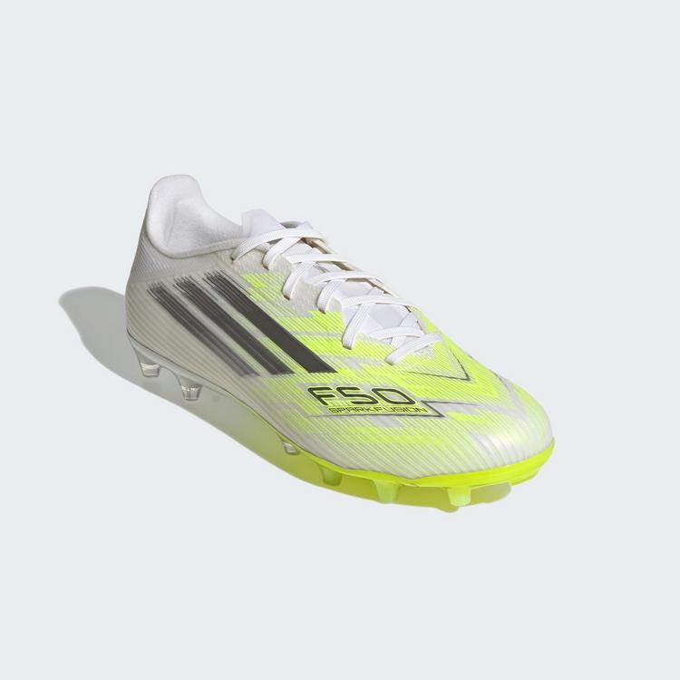 adidas adidas F50 SPARKFUSION LEAGUE Low Fu&szlig;ballschuhe Damen - Cloud White / Iron Metallic / Hi-Res Yellow - 2 | SportScheck