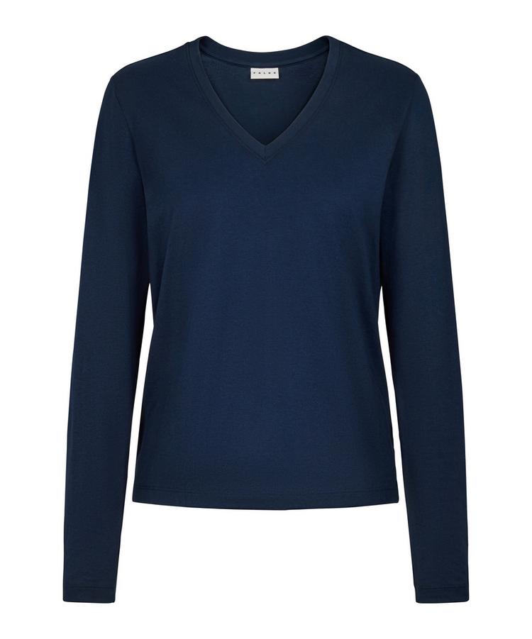 Falke Falke Pima Jersey V-Neck T-Shirt Damen - space blue (6116) - 0 | SportScheck