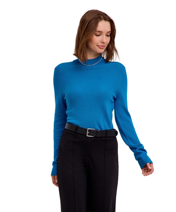 Falke Falke Merino Ultrafine Mock Neck Strickpullover Damen - cyan (6964) - 0 | SportScheck