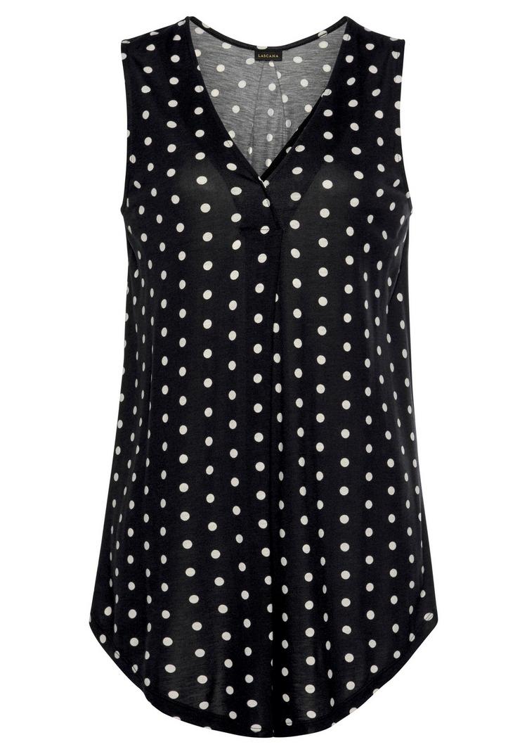 Lascana Lascana Strandtop T-Shirt Damen - schwarz-wei&szlig;-gepunktet - 0 | SportScheck