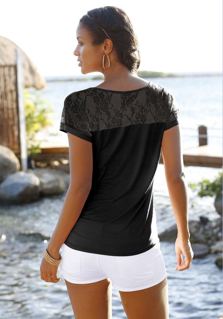 Lascana Lascana Strandshirt T-Shirt Damen - schwarz - 0 | SportScheck