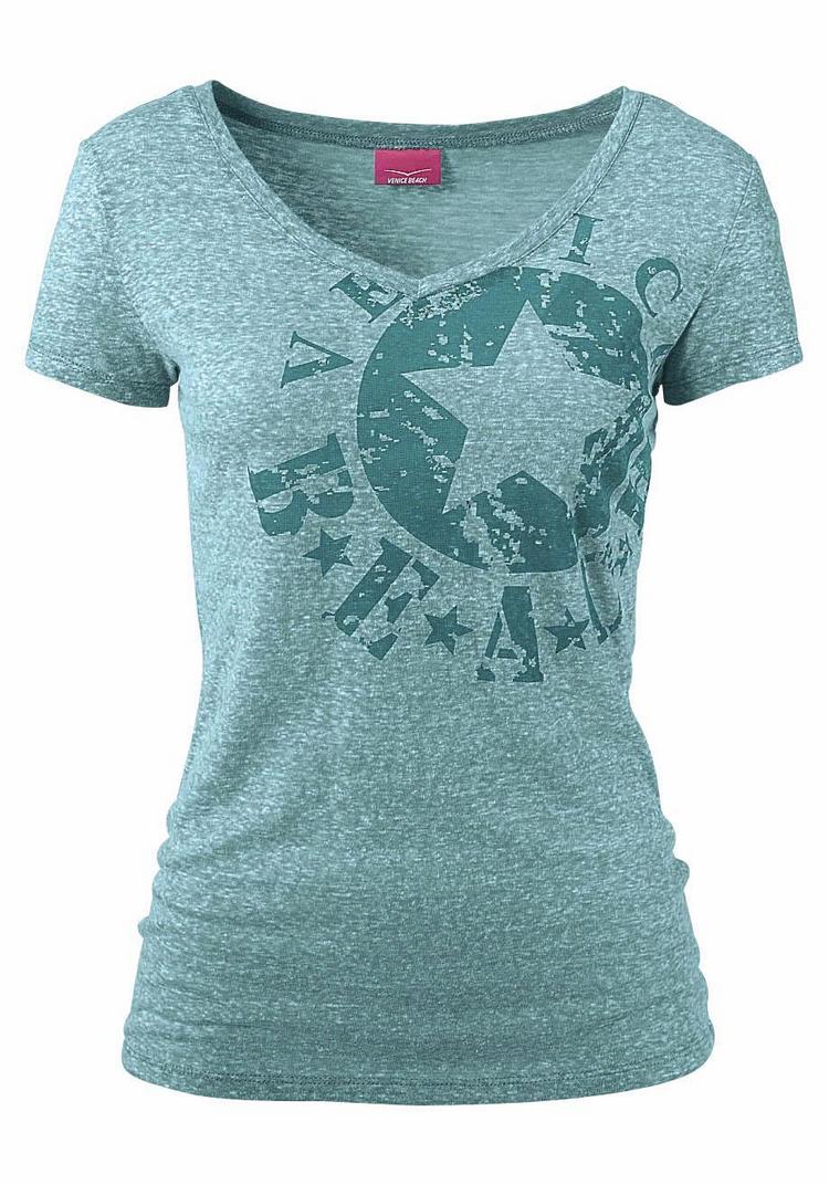 VENICE BEACH VENICE BEACH Strandshirt T-Shirt Damen - t&uuml;rkis-meliert - 0 | SportScheck