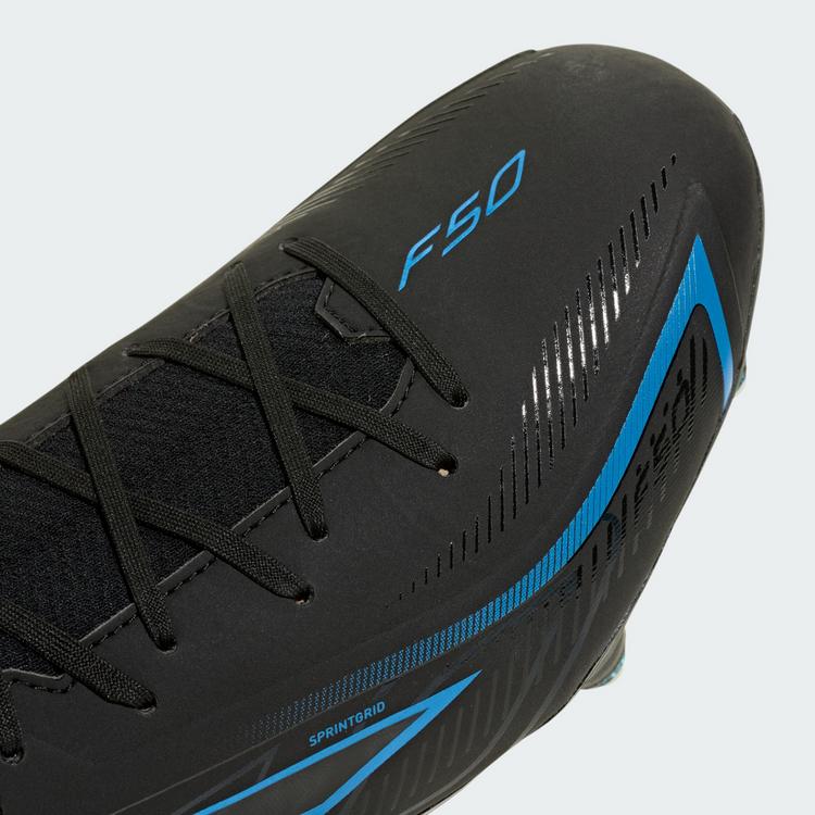 adidas adidas F50 HYPERFAST LEAGUE Mid Fu&szlig;ballschuh, Fu&szlig;ballschuhe - Core Black / Core Black / Lucid Ray Blue - 6 | SportScheck