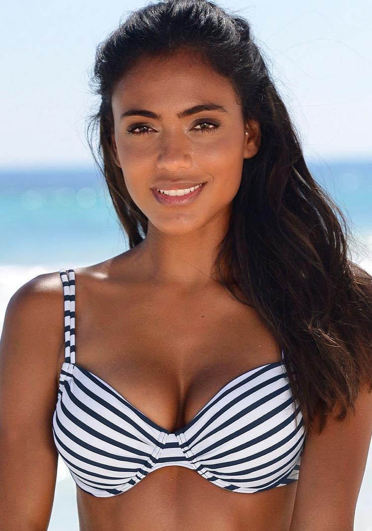 VENICE BEACH VENICE BEACH Summer Bikini Oberteil Damen - white-navy-stripe - 0 | SportScheck
