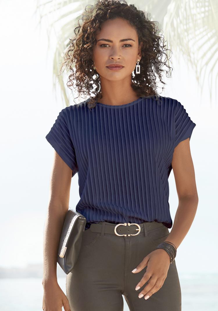 Lascana Lascana Kurzarmshirt T-Shirt Damen - blau - 2 | SportScheck