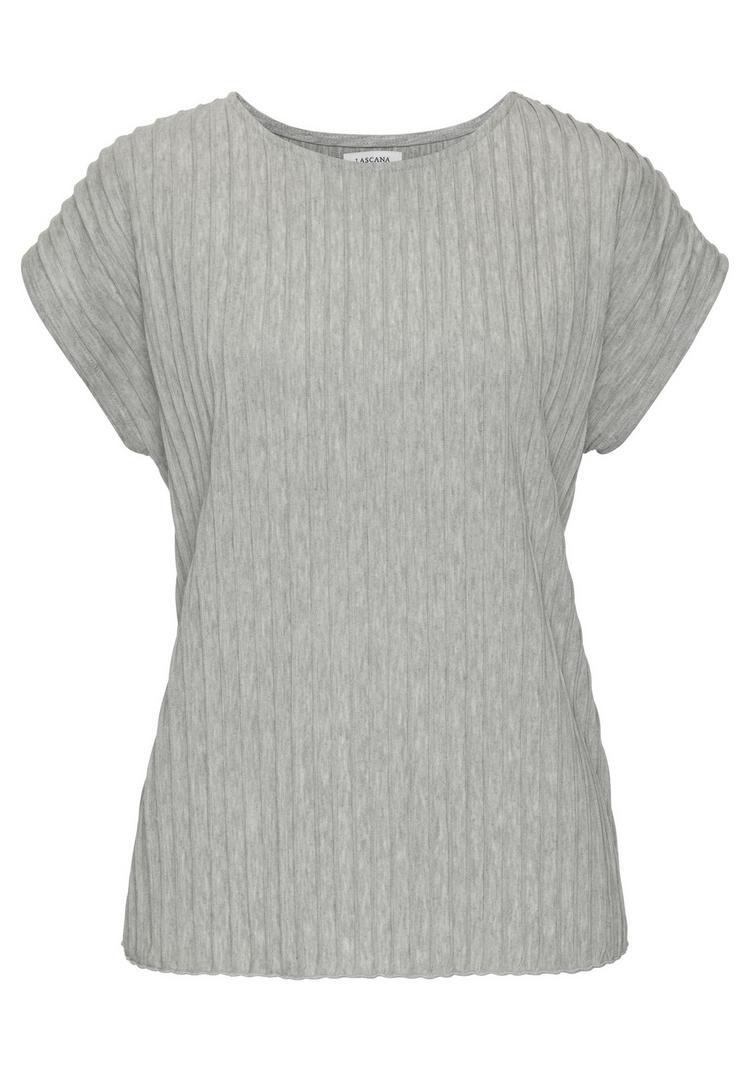 Lascana Lascana Kurzarmshirt T-Shirt Damen - grau meliert - 0 | SportScheck