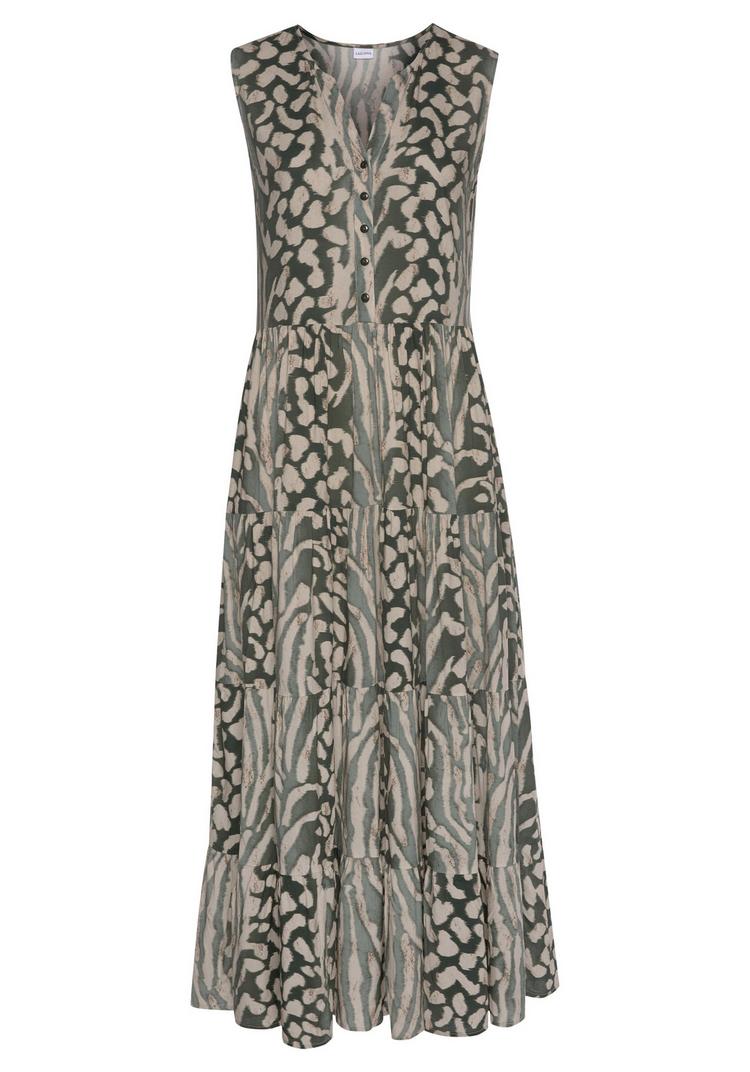 Lascana Lascana Maxikleid Maxikleid Damen - gr&uuml;n-taupe-bedruckt - 0 | SportScheck