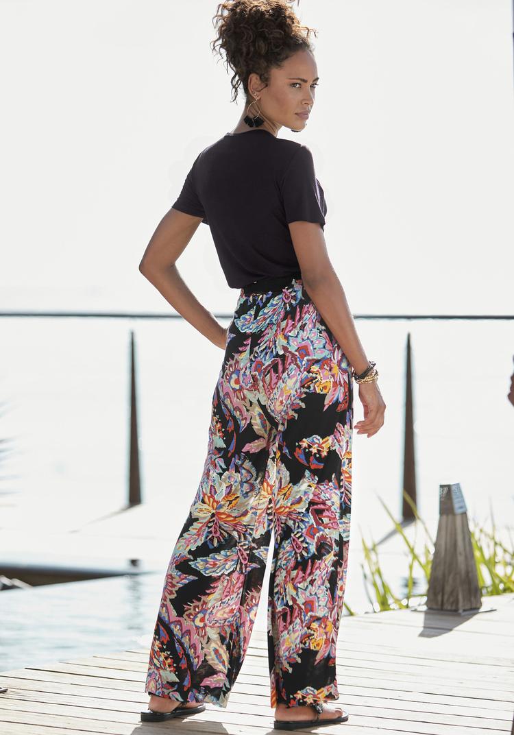 Buffalo Buffalo Palazzohose Stoffhose Damen - schwarz-bunt bedruckt - 2 | SportScheck