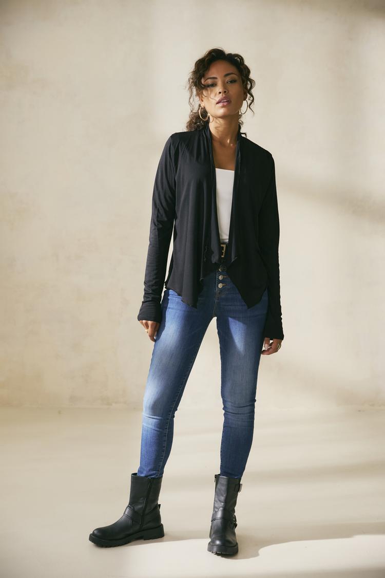 Lascana Lascana Shirtjacke Langarmshirt Damen - schwarz - 4 | SportScheck