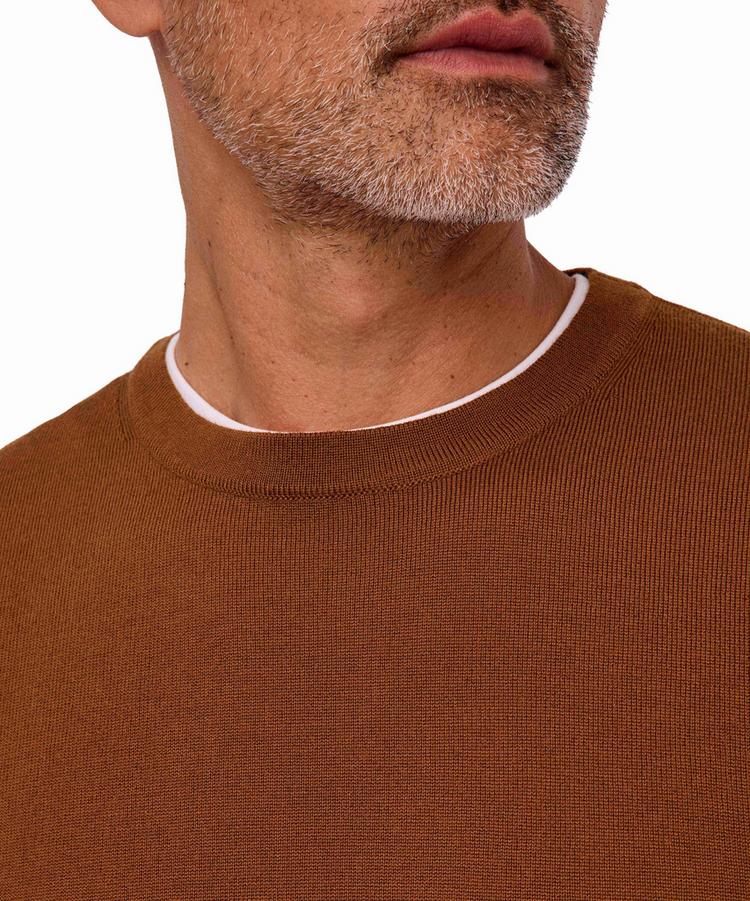 Falke Falke Merino X-Fine Crew Neck Strickpullover Herren - brown (5100) - 3 | SportScheck
