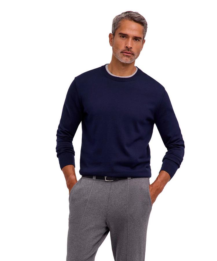 Falke Falke Cotton Crew Neck Strickpullover Herren - night sky (6437) - 0 | SportScheck