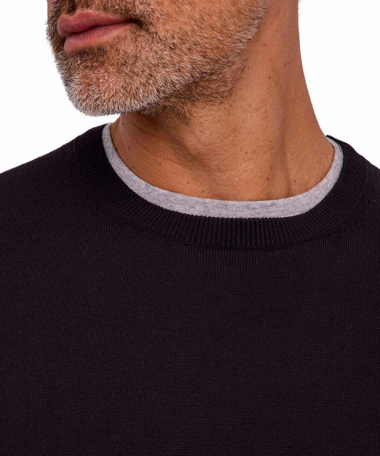 Falke Falke Cotton Crew Neck Strickpullover Herren - black (3000) - 3 | SportScheck