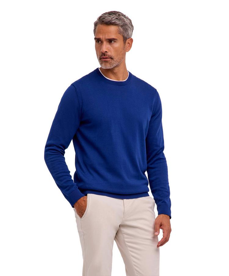 Falke Falke Cotton Crew Neck Strickpullover Herren - royal blue (6051) - 0 | SportScheck