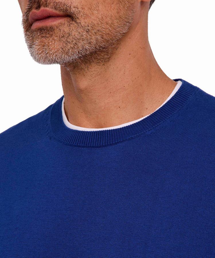 Falke Falke Cotton Crew Neck Strickpullover Herren - royal blue (6051) - 3 | SportScheck