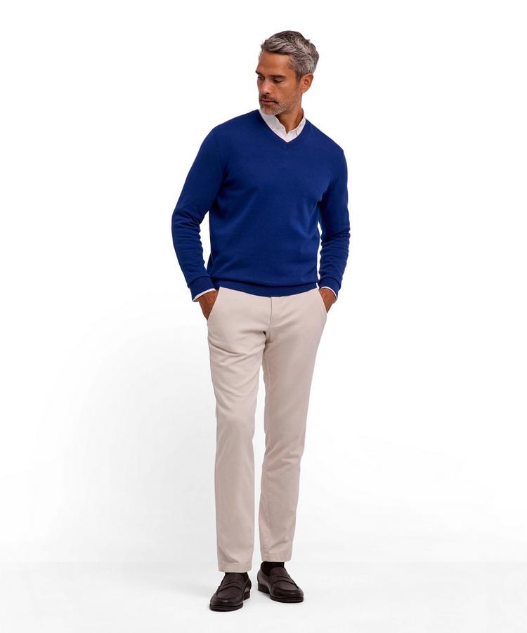 Falke Falke Cotton V-Neck Strickpullover Herren - royal blue (6051) - 1 | SportScheck