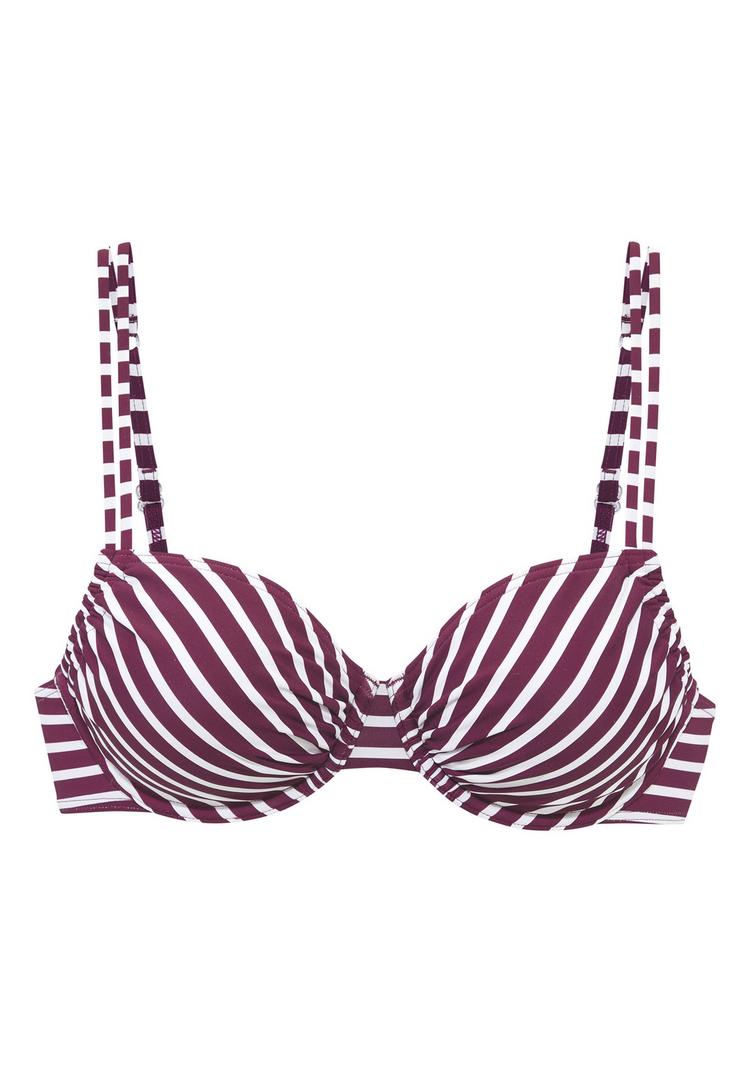 VENICE BEACH VENICE BEACH B&uuml;gel-Bikini-Top Bikini Oberteil Damen - bordeaux - wei&szlig; - 0 | SportScheck