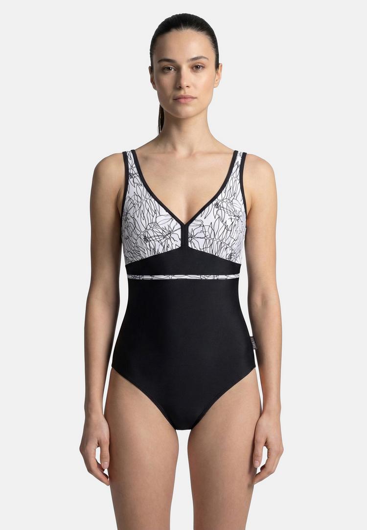 BECO BEERMANN BECO BEERMANN Flower Lines Badeanzug Damen - schwarz-wei&szlig; - 0 | SportScheck