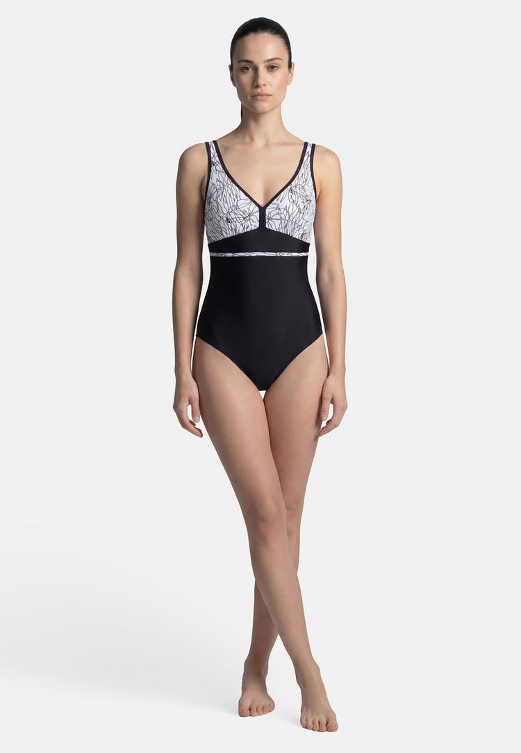 BECO BEERMANN BECO BEERMANN Flower Lines Badeanzug Damen - schwarz-wei&szlig; - 1 | SportScheck